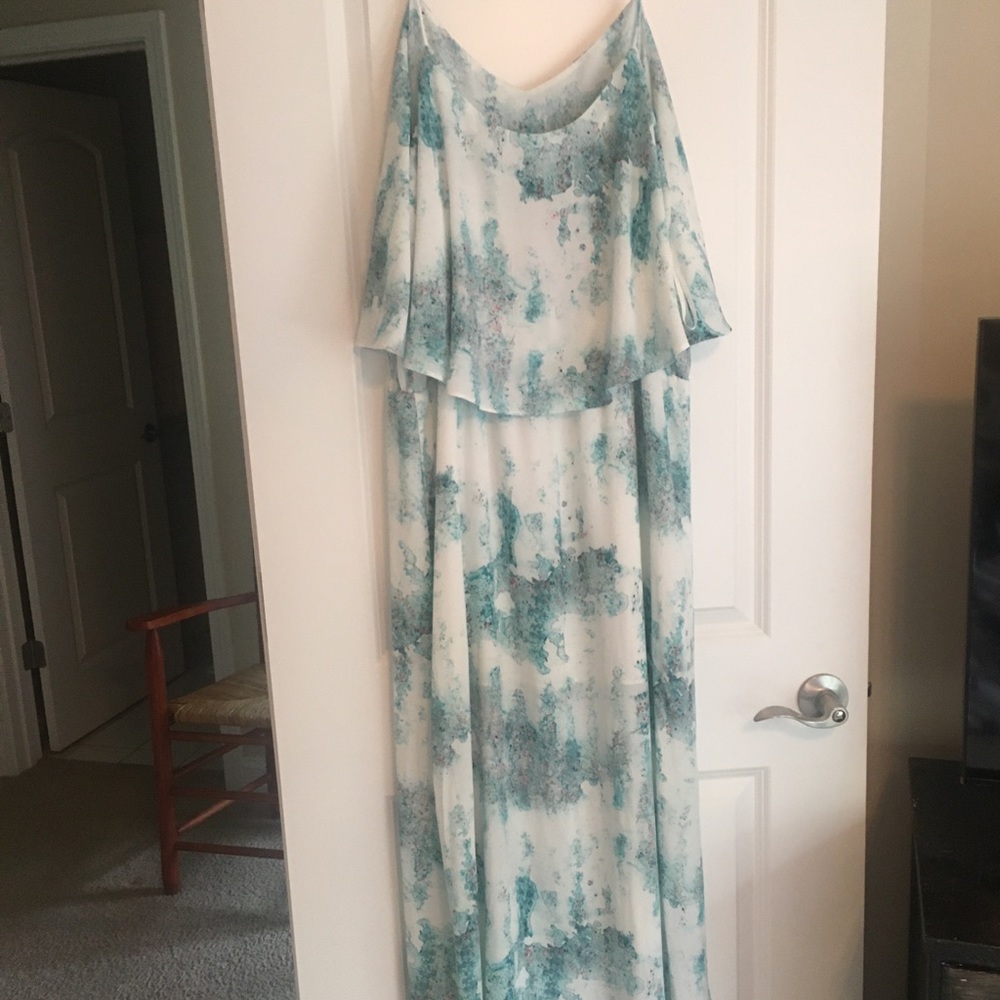 Blue and white floral maxi dress
